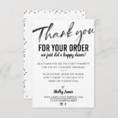 MERCI POUR VOTRE COMMANDE insérer écriture d'encre (Devant / Derrière)