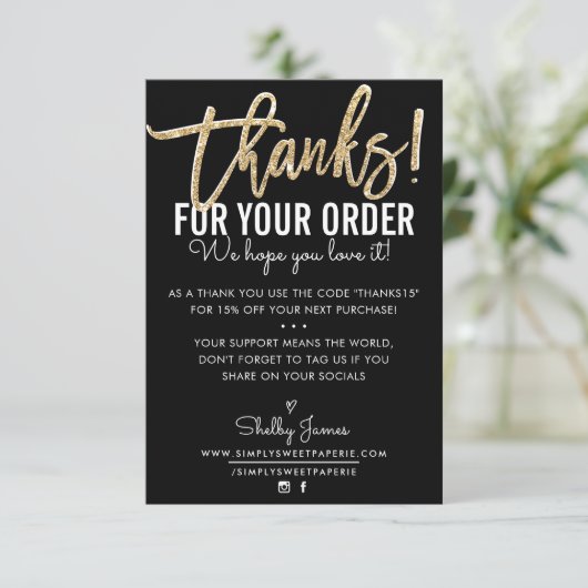 MERCI POUR VOTRE COMMANDE insérer l'or noir modern (Debout devant)