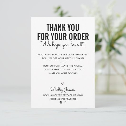 MERCI POUR VOTRE COMMANDE insérer moderne noir bla (Debout devant)