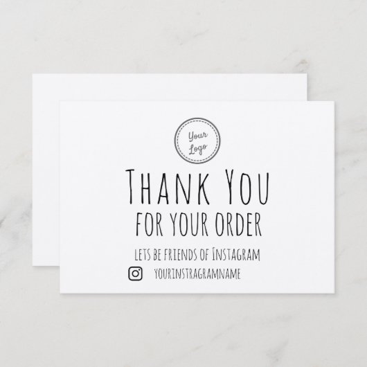 Merci Pour Votre Commande | Votre logo | Papier Kr (Devant / Derrière)