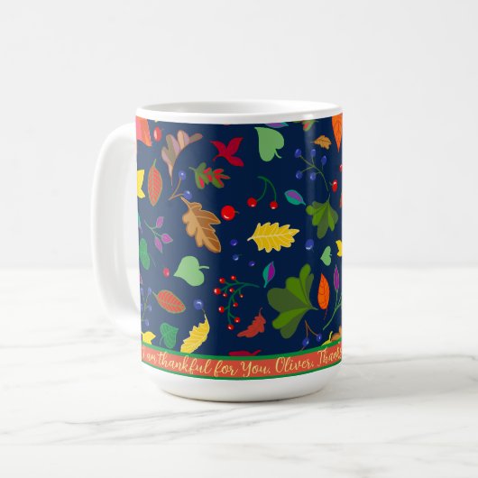 Merci pour vous Custom Modern Falling Feuille Mug (Devant gauche)