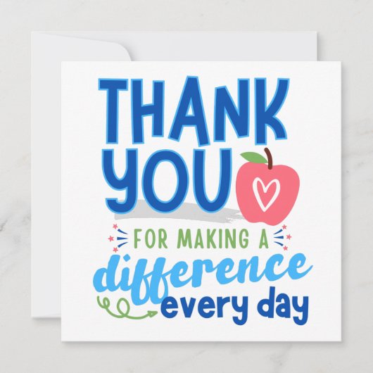 Merci principal, Merci carte d'enseignant (Devant)