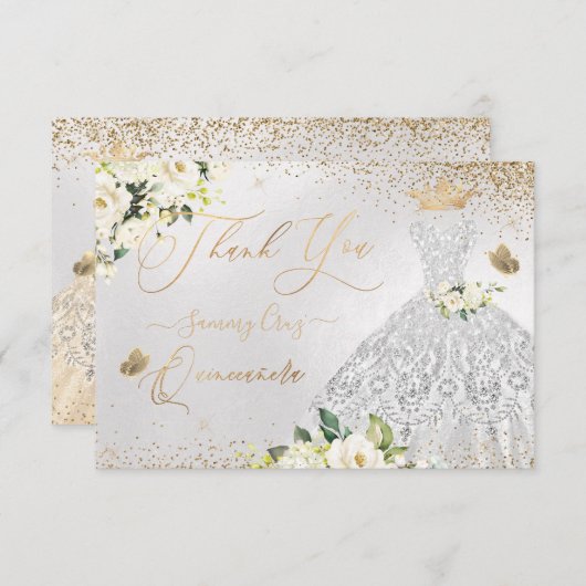 Merci Quinceanera Faux Parties scintillant en arge (Devant / Derrière)