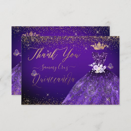 Merci Quinceanera Parties scintillant violet (Devant / Derrière)