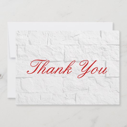 Merci Red Script Grey Wall Brick Flat Card (Devant)