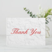 Merci Red Script Grey Wall Brick Flat Card (Debout devant)