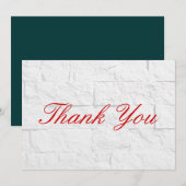 Merci Red Script Grey Wall Brick Flat Card (Devant / Derrière)