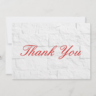 Merci Red Script Grey Wall Brick Flat Card