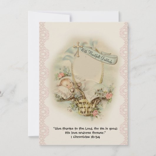 Merci religieux du Baby shower Vintage (Devant)