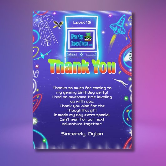 Merci Retro Arcade Power Up Gaming Anniversaire