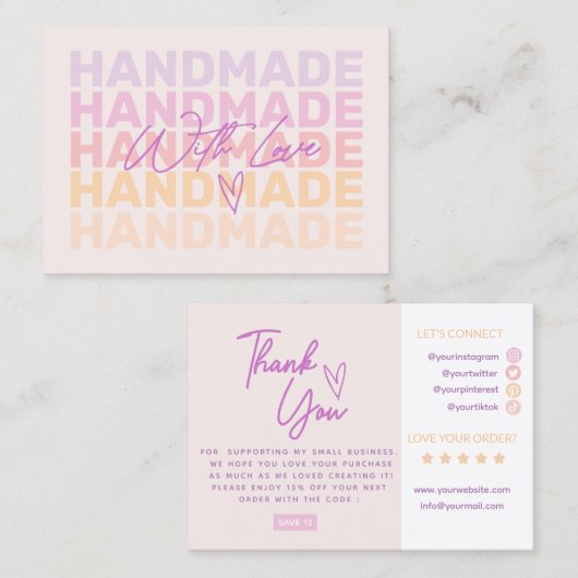 Merci rétro moderne Petit Carte de visite (Devant / Derrière)