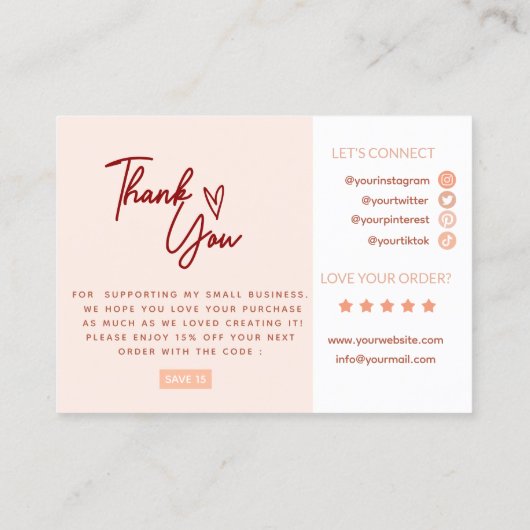 Merci rétro moderne Petit Carte de visite (Dos)