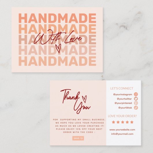 Merci rétro moderne Petit Carte de visite (Devant / Derrière)