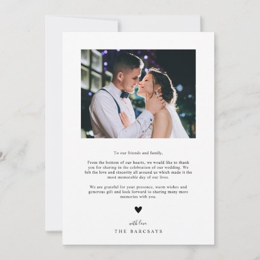 Merci Retro Texte Mariage Photo verticale (Dos)