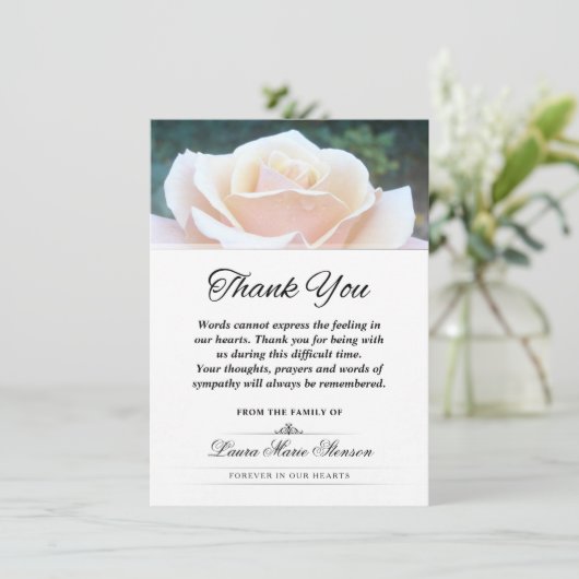 Merci Rose blanche Sympathie Expression funéraire (Debout devant)