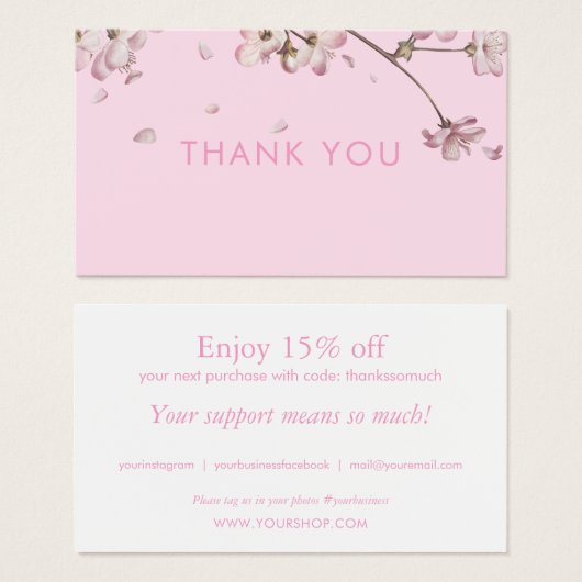 Merci Rose Blossom Pour La Carte De Remise (Devant & derrière)