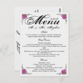 Merci rose de menu de dîner de mariage de (Devant / Derrière)