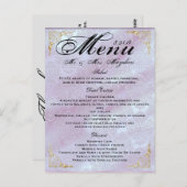 Merci rose de menu de dîner de mariage de lavande (Devant / Derrière)