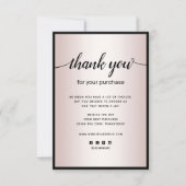 Merci rose Gold pour votre carte de billet d'achat (Devant)