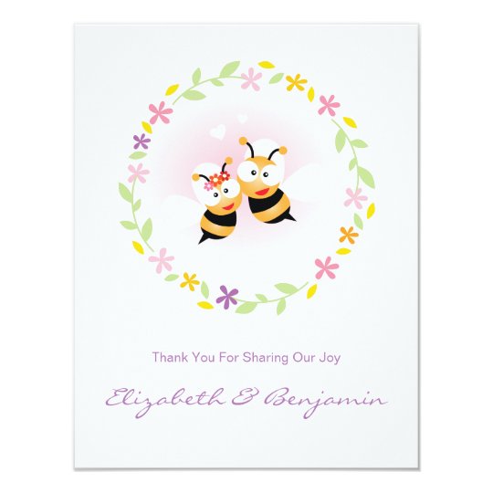 Merci rose pourpre de mariage de fleur de ressort carton d'invitation 10,79 cm x 13,97 cm