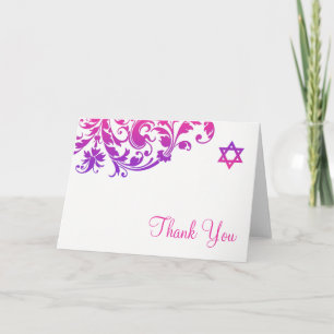 Merci rose pourpre élégant de bat mitzvah de
