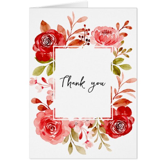 Merci Rose rose rose rose Peony Floral carte cadre (Devant)