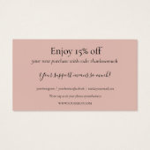 Merci Rose Simple Pour Magasiner Carte De Réductio (Dos)