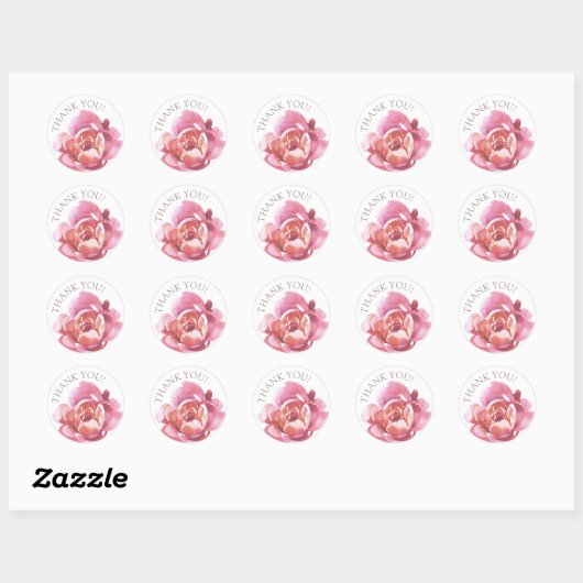 Merci rose - Sticker rond (Feuille)