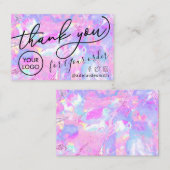 merci rose violet carte de visite opal (Devant / Derrière)