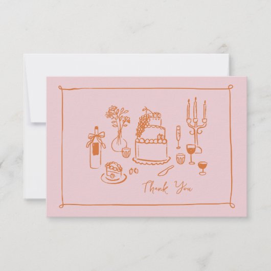 Merci rose Whimsical Doodle tiré à la main (Devant)