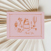 Merci rose Whimsical Doodle tiré à la main