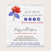 Merci Rouge Poppy & Cornflower Rustic Wood Card (Inside Unfolded)