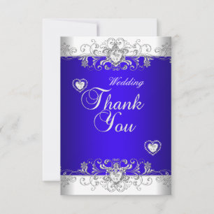 Merci Royal bleu Mariage Blanc Diamant Cœurs