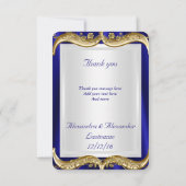 Merci Royal Blue Navy Mariage Couronne Dorée (Dos)