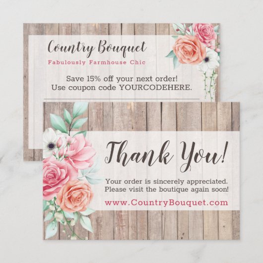 Merci Russe Bois Pays Ferme Rose Carte (Devant / Derrière)