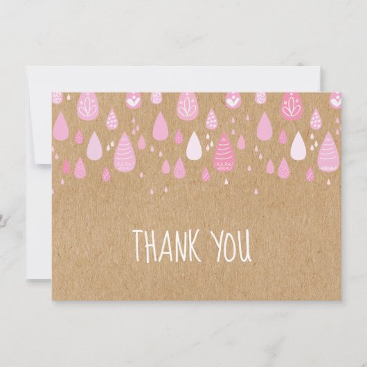 Merci Rustic Kraft Gouttes de Pluie Roses (Devant)