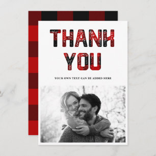 Merci Rustic Red Plaid Carte photo