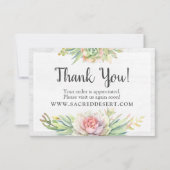 Merci Rustique Aquarelle Succulente Carte Désert (Devant)