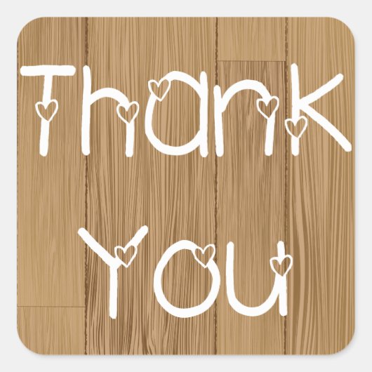 Merci rustique & Coeurs Stickers en bois / Étiquet (Devant)