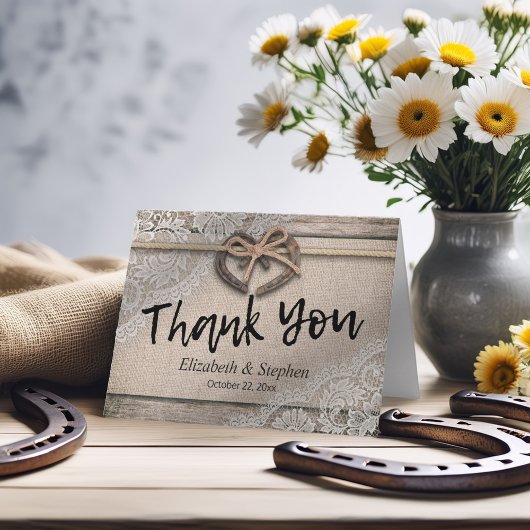 Merci rustique de mariage de dentelle de toile de