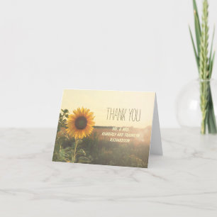 Merci rustique de mariage de tournesol vintage