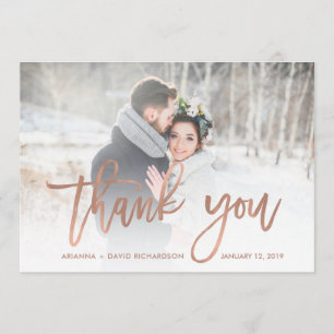 Merci rustique Faux Rose Gold Mariage Photo