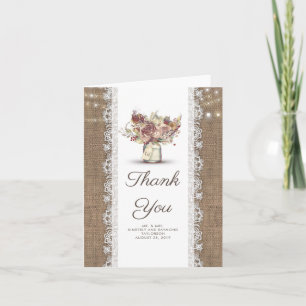 Merci rustique floral de mariage de toile de jute