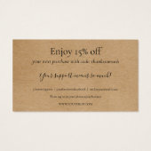Merci Rustique Kraft Pour Shopping Carte De Réduct (Dos)