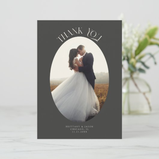 Merci rustique Oval Frame Mariage de charbon de bo (Debout devant)