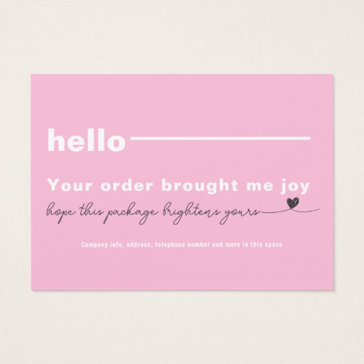 Merci Satisfaction du client Coeur de note rose (Dos)