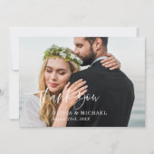 Merci Script Elegant Photo Mariage Card (Devant)