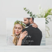 Merci Script Elegant Photo Mariage Card (Debout devant)
