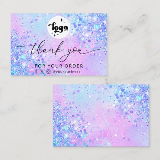 merci script lavender parties scintillant carte de (Devant / Derrière)