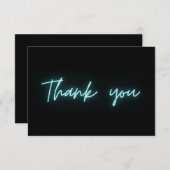 Merci Script Neon Turquoise Noir Moderne (Devant / Derrière)